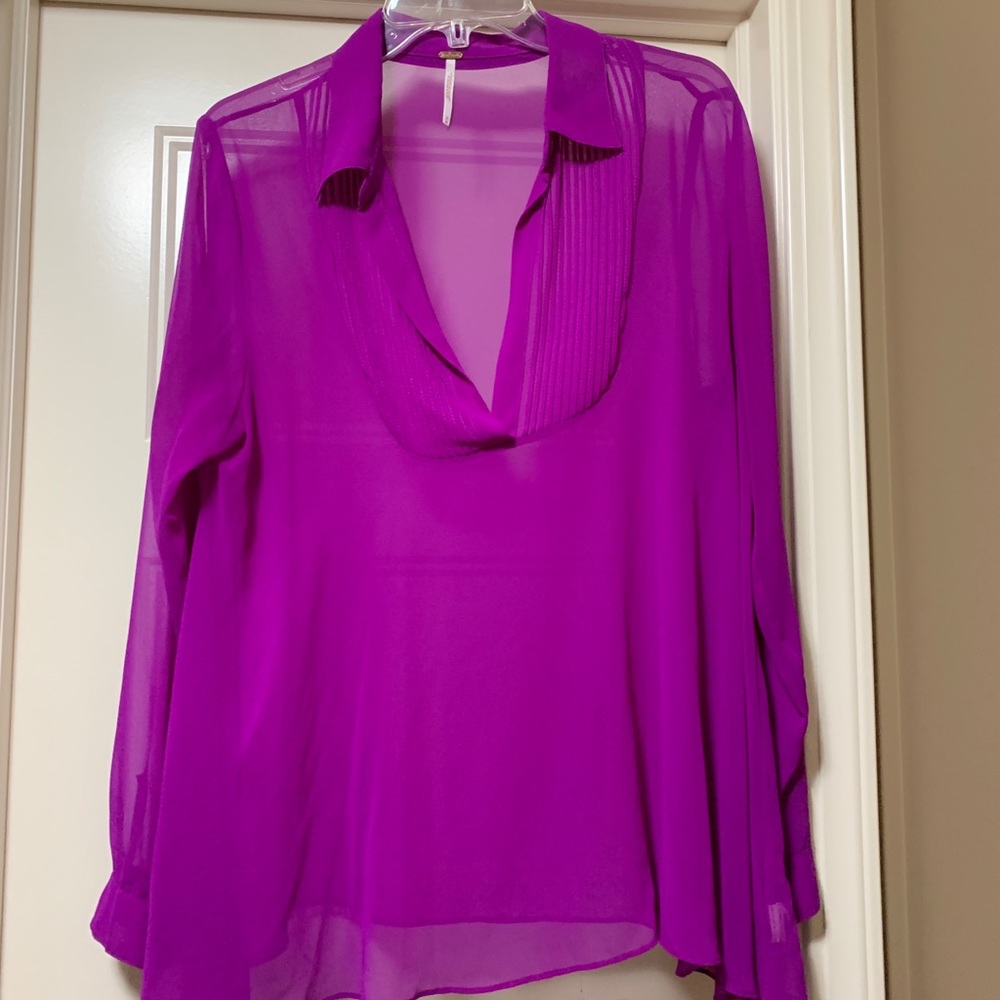 Free People sheer purple top